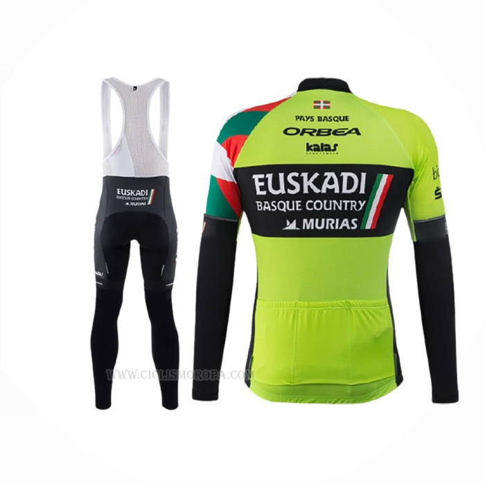 2017 Ropa Ciclismo Euskadi Negro Verde Mangas Largas y Culotte Lunga
